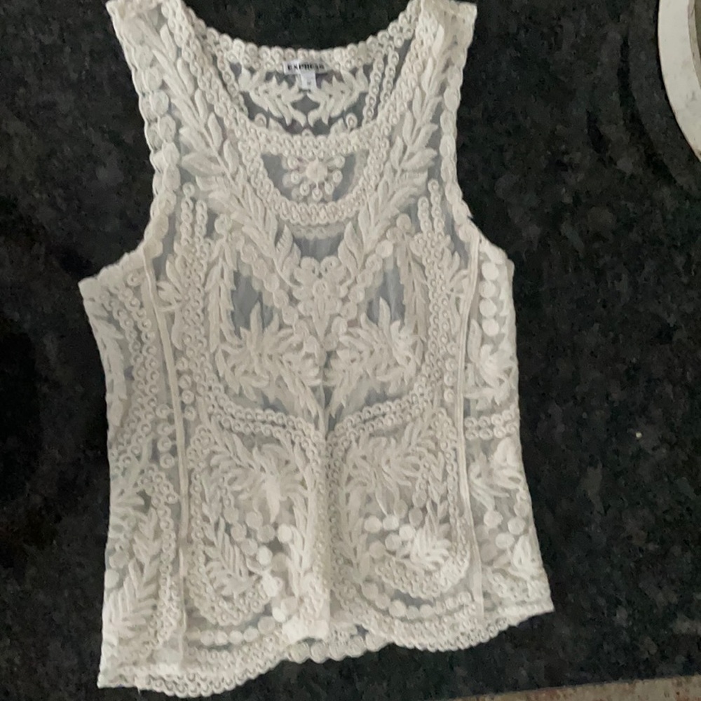 Express Ivory Lace Tank Size XS